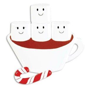 Family of 4 Marshmallows in Hot Chocolate Christmas Ornament Personalize New
